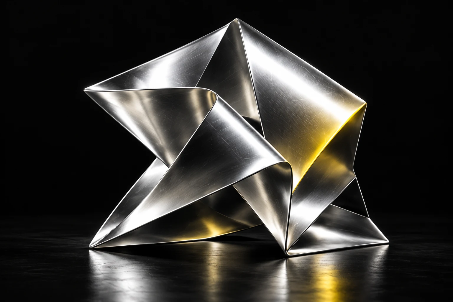 Angular folded chrome sculpture